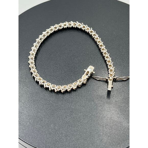 ROSS SIMON 925 Sterling SilverVintage Topaz Swirl CZ Tennis Bracelet Sz 7 - Picture 13 of 13